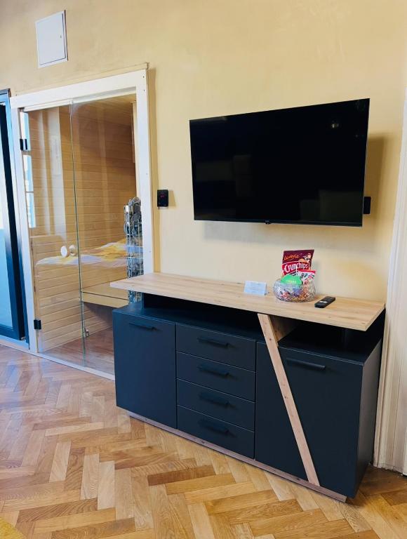 TV a/nebo společenská místnost v ubytování Wenceslas square apartment 150 m2