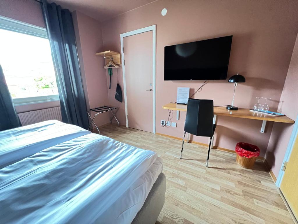 TV a/nebo společenská místnost v ubytování Hotell Linnéa