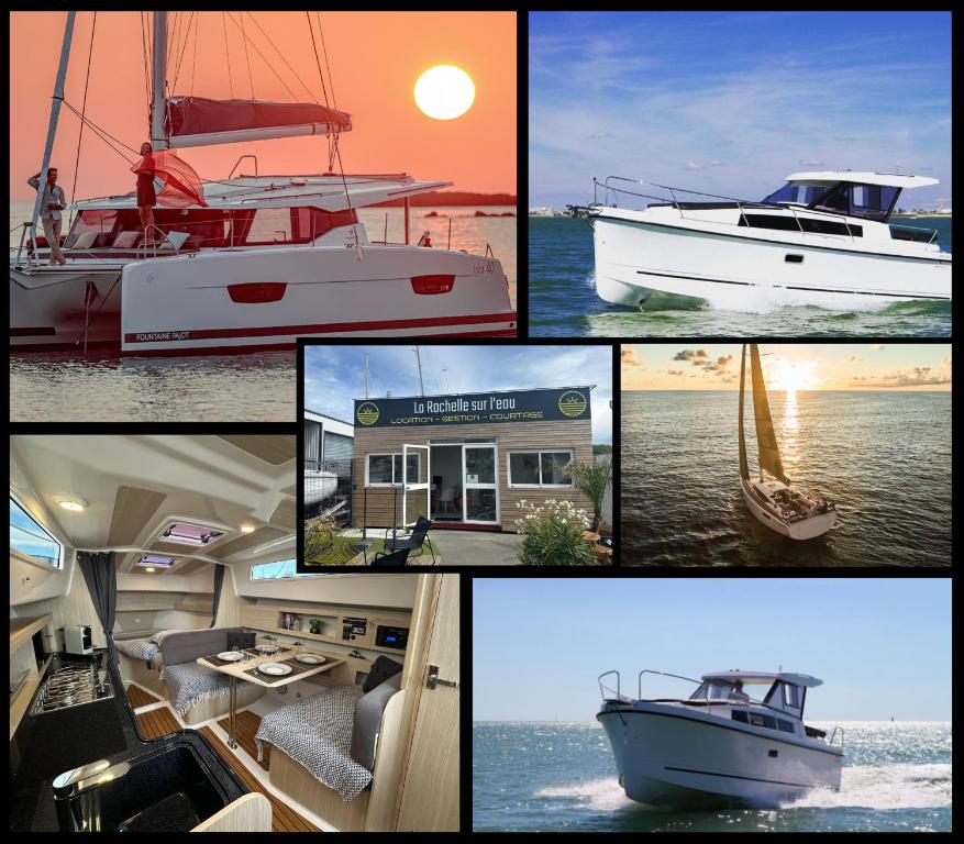 a collage of photos of boats on the water at La Rochelle sur L'eau in La Rochelle