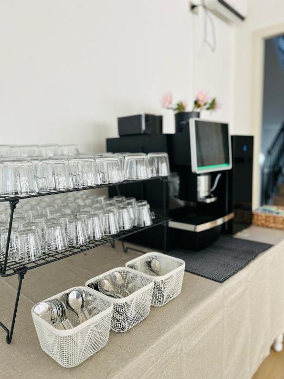 Kuchyň nebo kuchyňský kout v ubytování Mavras Hotel