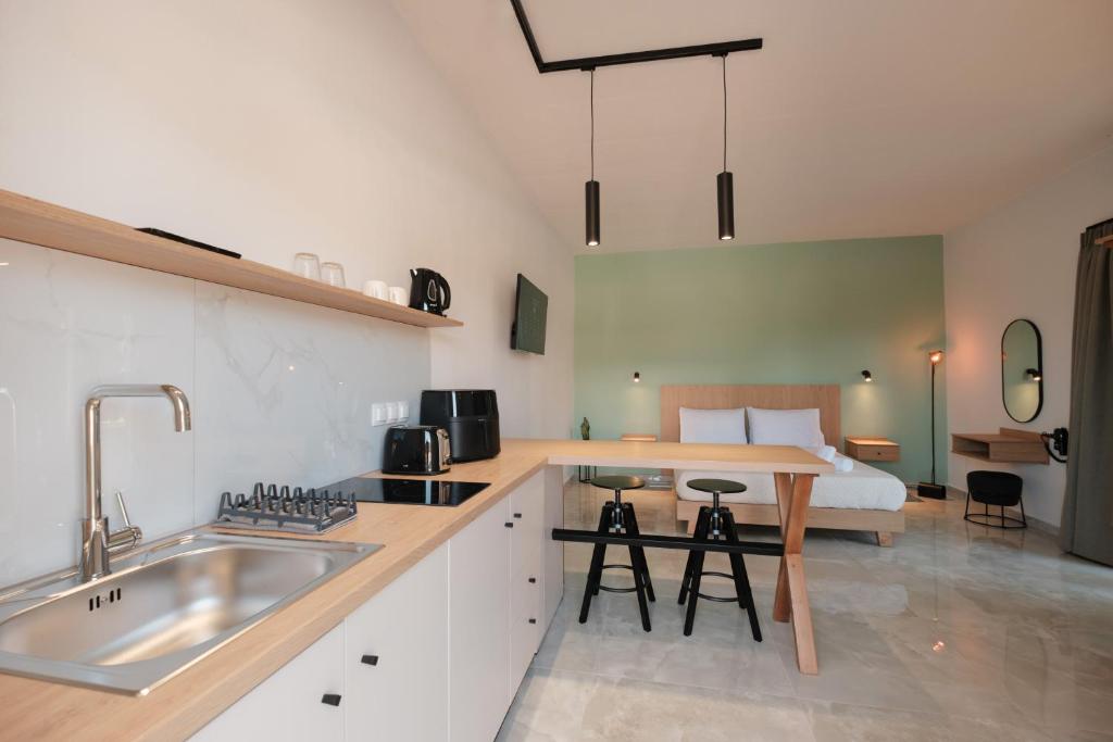 Η κουζίνα ή μικρή κουζίνα στο Selini's Cape Drastis Trail Apartments