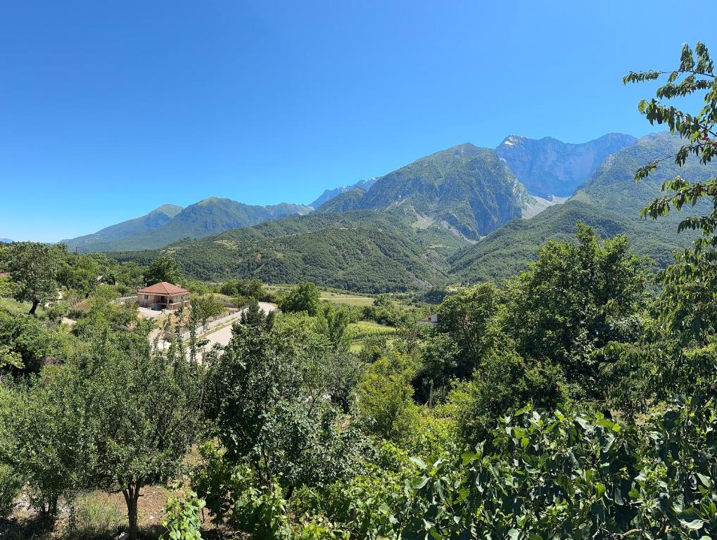 a view of a valley with mountains in the background at Village House 