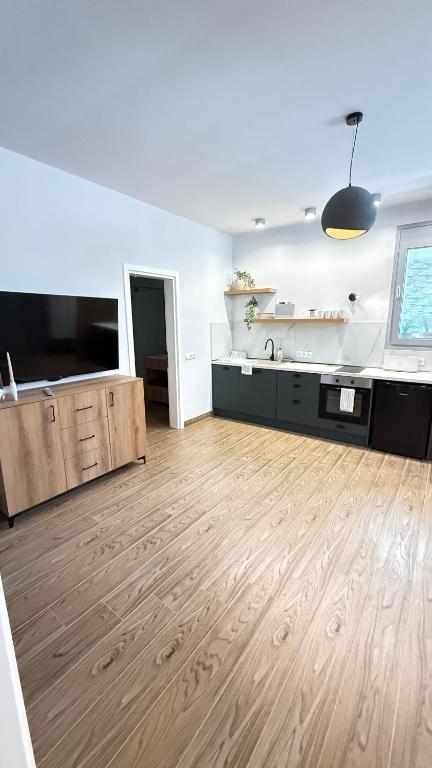 Kuchyň nebo kuchyňský kout v ubytování EllinFos Apartments
