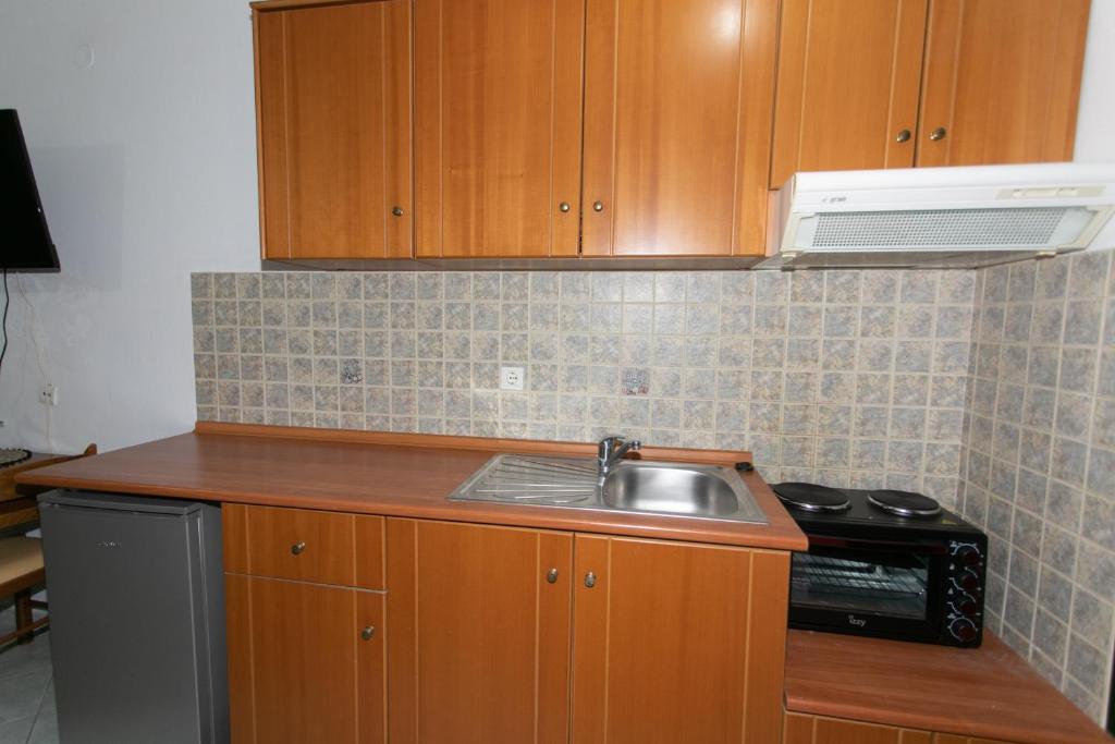 Kuchyň nebo kuchyňský kout v ubytování Hotel Agios Athanasios
