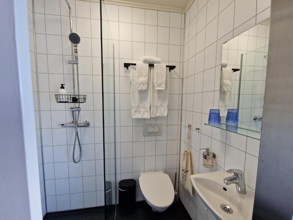 Koupelna v ubytování Guesthouse Mikael