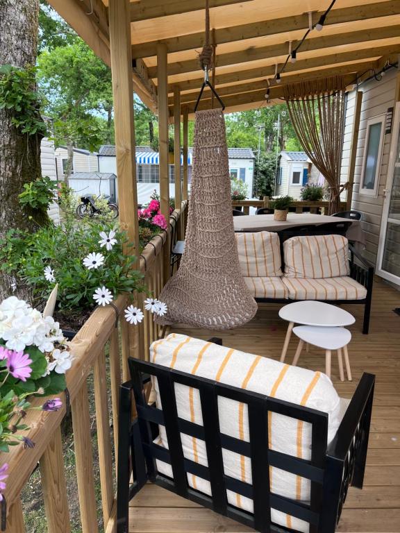 Balkón nebo terasa v ubytování Spacieux mobile home premium