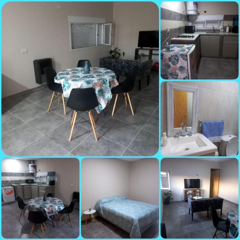 a collage of photos of a kitchen and a dining room at 25deMayo in Veinticinco de Mayo