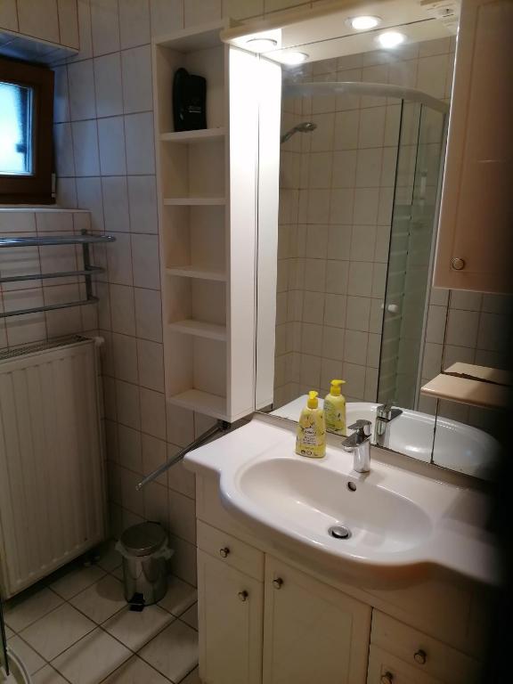 Kúpeľňa v ubytovaní Blockhaus Familie Raidl