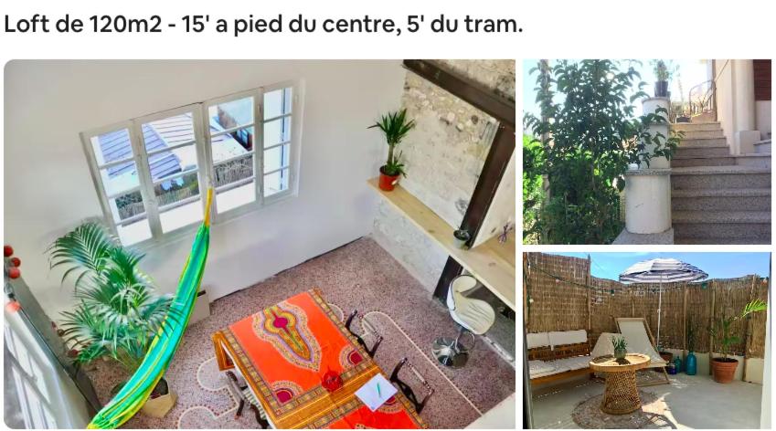 un collage de photos d'un salon dans l'établissement Loft a 15 minutes à pied du centre et 5 du tramway, à Montpellier