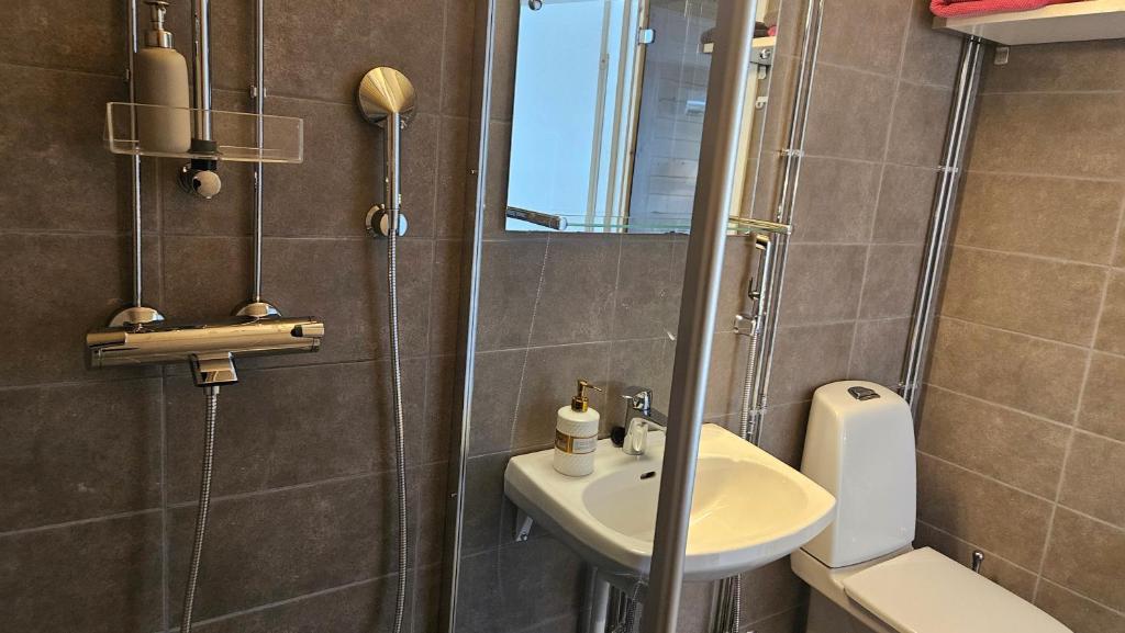 Koupelna v ubytování Kierinki Village Lomahuoneisto