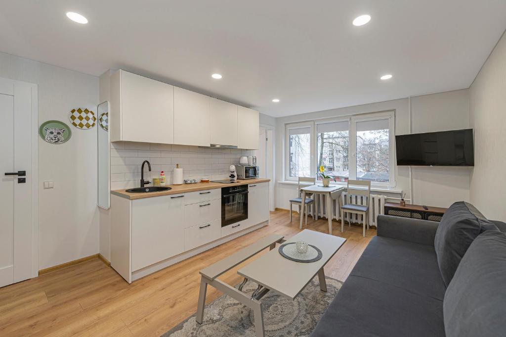 Kuchyň nebo kuchyňský kout v ubytování Apartment Lampėdis by Polo Apartments