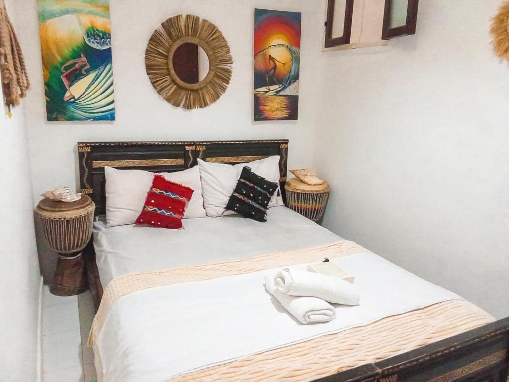Voodi või voodid majutusasutuse Idriss Tamraght Surfhostel toas