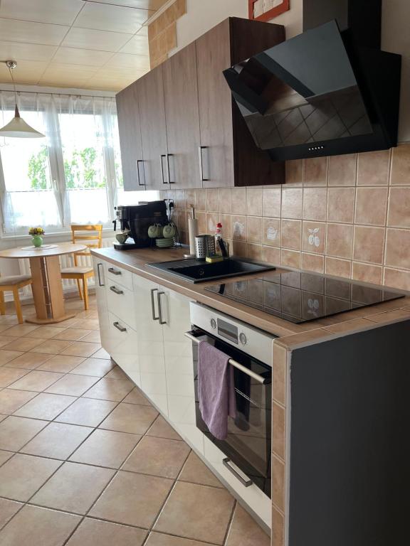 Kuchyň nebo kuchyňský kout v ubytování Apartman QUATTRO
