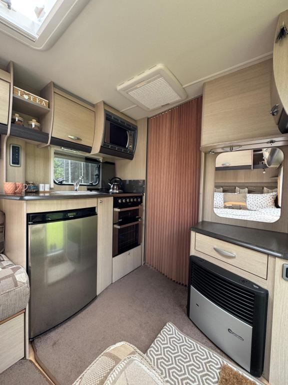Kuchyň nebo kuchyňský kout v ubytování Apusenia Caravan Escape Padiș - Glăvoi