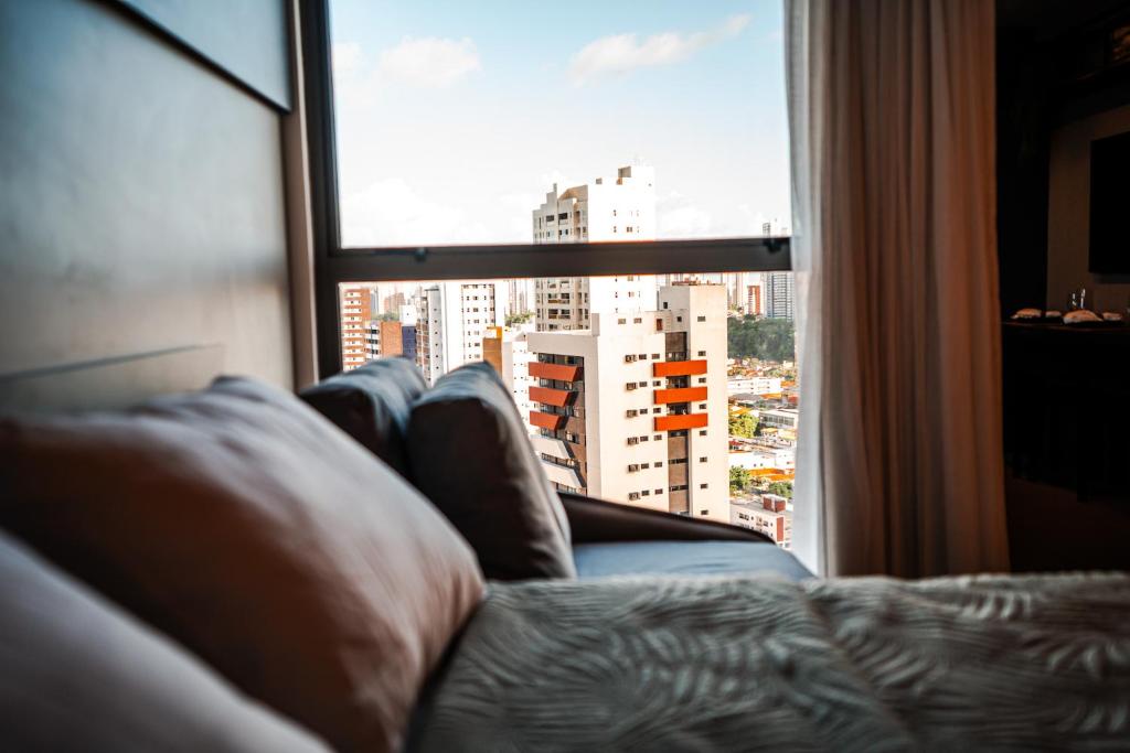 Postel nebo postele na pokoji v ubytování Flat Vista Mar , Piscina - Perto da Praia Manaíra