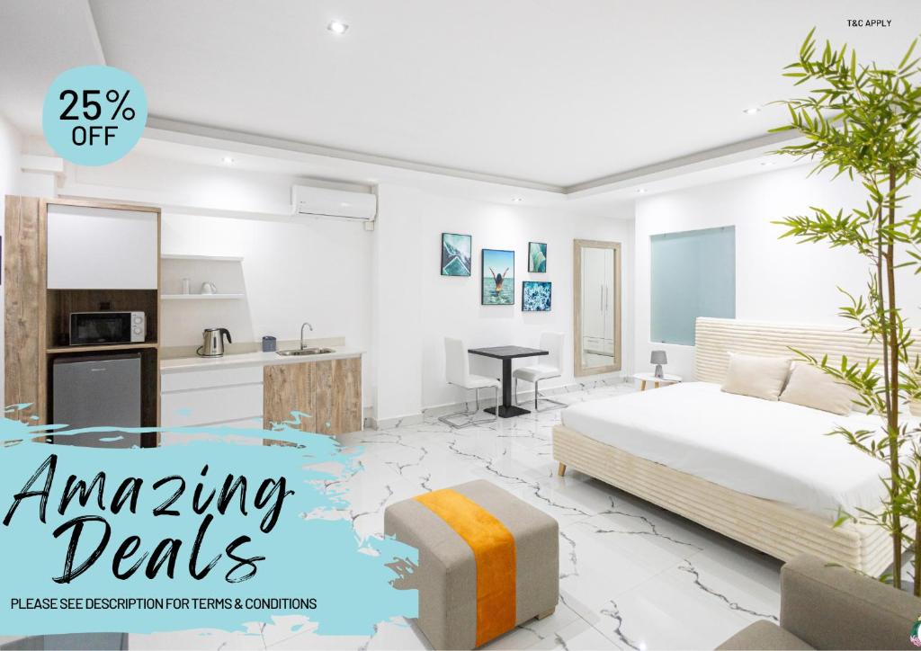 Kuchyň nebo kuchyňský kout v ubytování O'Beach Boutique Studios