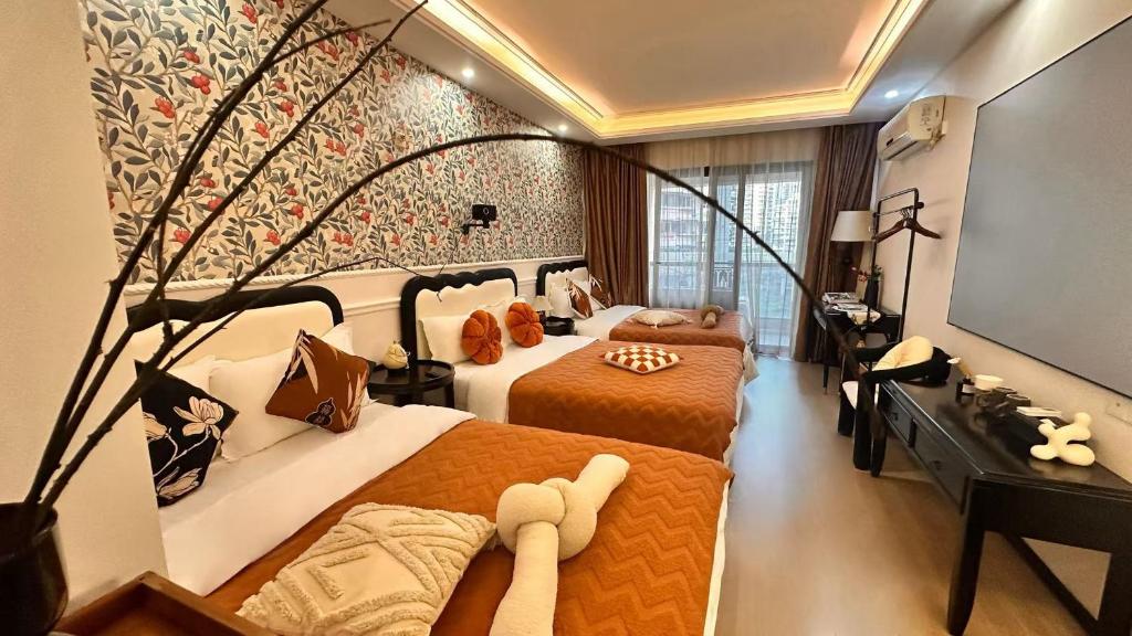 Posezení v ubytování Su Man Designer River View Hotel宿漫设计师江景酒店重庆洪崖洞店