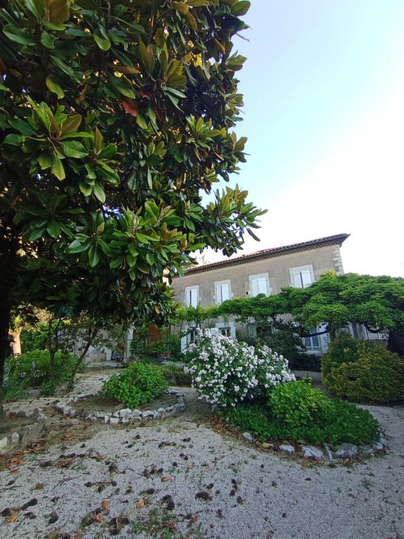 un grand arbre devant une maison dans l'établissement leGuilherand, à Guilherand