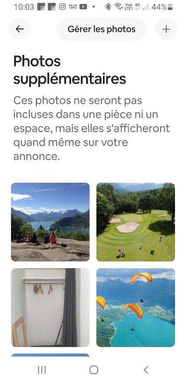 un collage de photos d'un parcours de golf dans l'établissement Echarvines, à Talloires