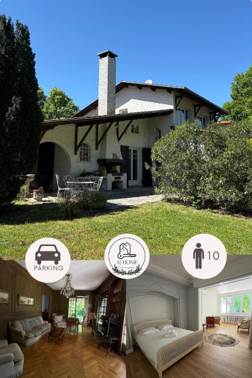 deux photos d'une maison avec un salon dans l'établissement 