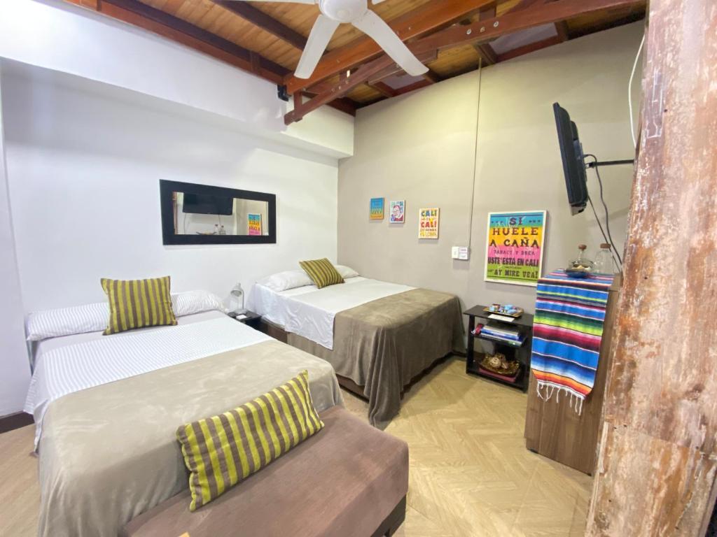 Postel nebo postele na pokoji v ubytování Apartarstudio muy bien ubicado, cercano a todo!!