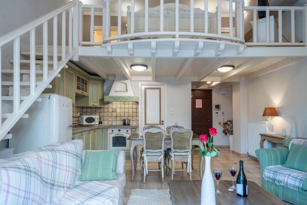 Kuchyň nebo kuchyňský kout v ubytování Giogarakis Suites