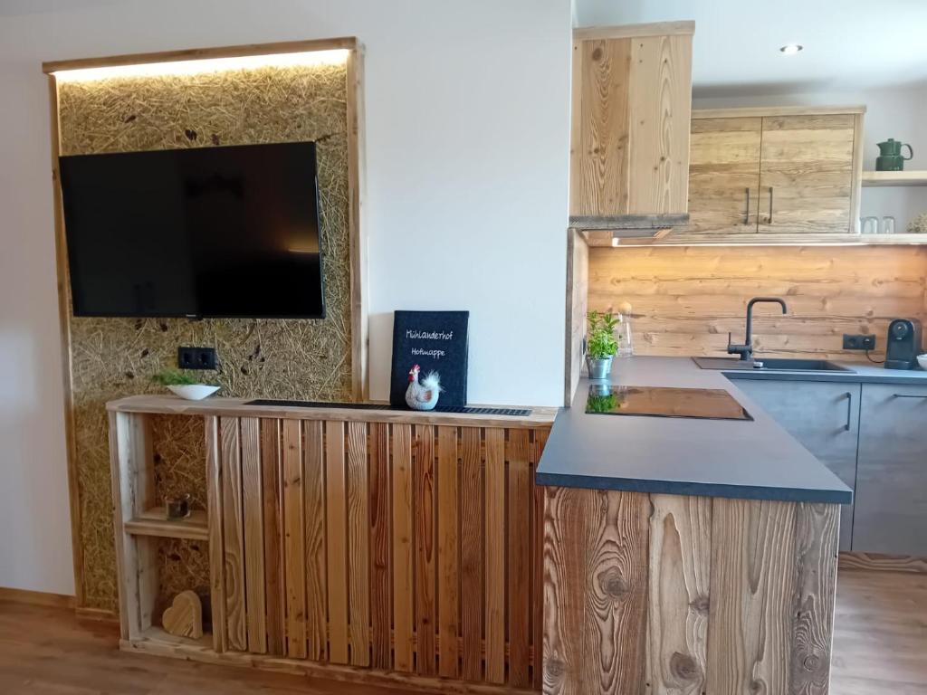 Kuchyň nebo kuchyňský kout v ubytování Mühlanderhof Apt Endkopf
