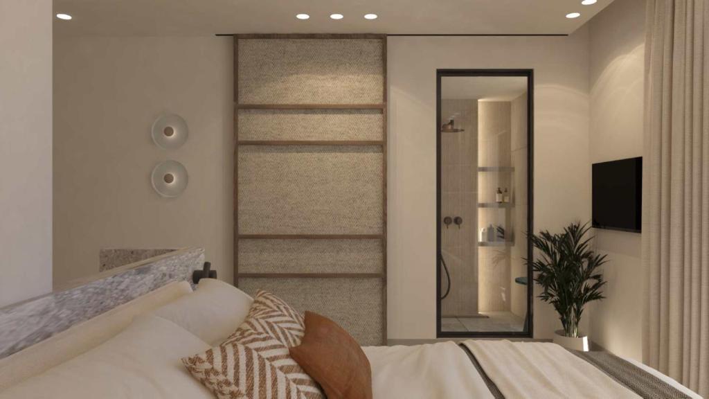 Postel nebo postele na pokoji v ubytování Eftihia Studios Paleochora