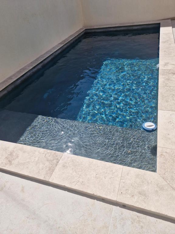 - une piscine avec un frisbee dans l'eau dans l'établissement Maison paisible et spacieuse, à Sorgues