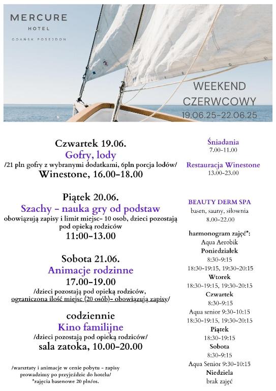 a page of a datasheet for a sailboat at Mercure Gdańsk Posejdon in Gdańsk