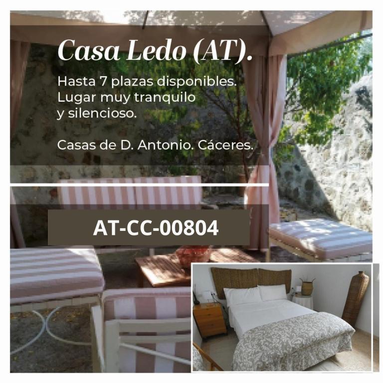 a collage of pictures of a room with a bed at Casa Ledo in Casas de Don Antonio