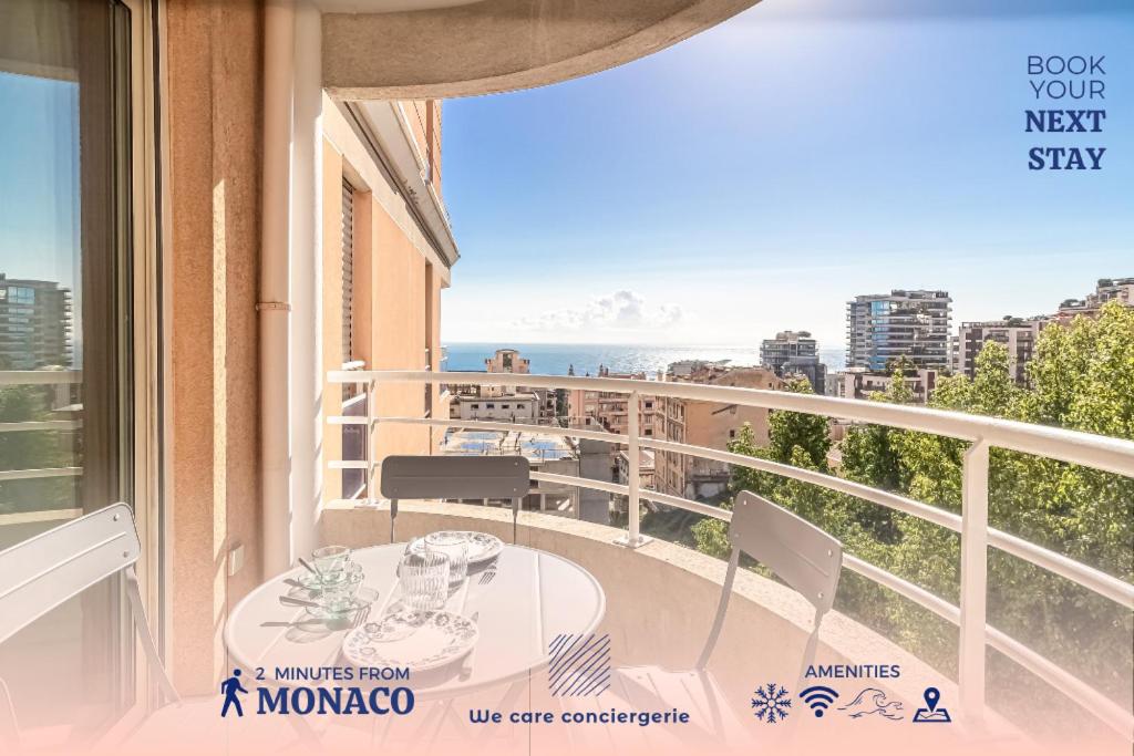 Μπαλκόνι ή βεράντα στο 1 Room Apartment 1 Minute From Monaco