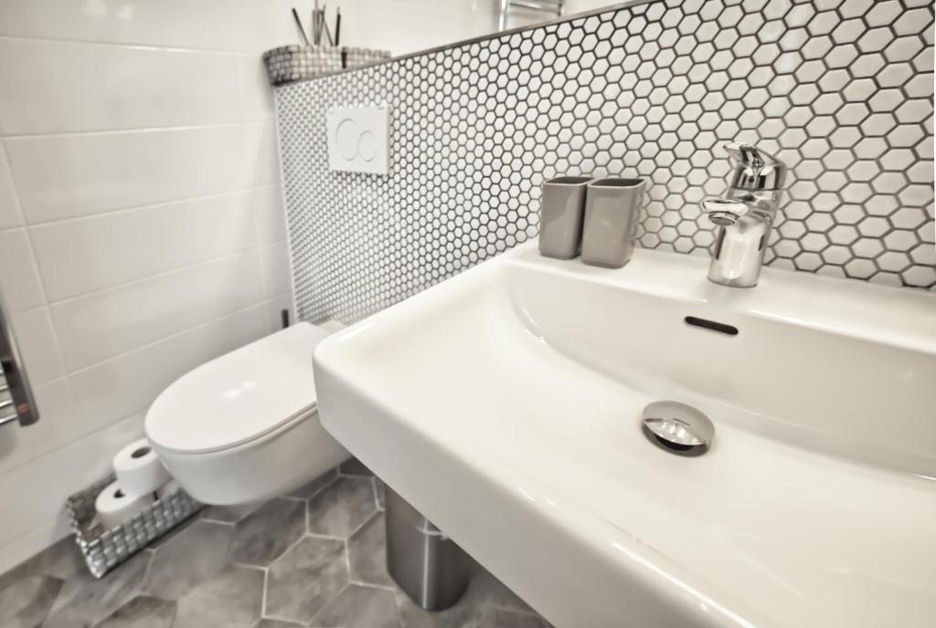 Koupelna v ubytování Apartmány VIENNA