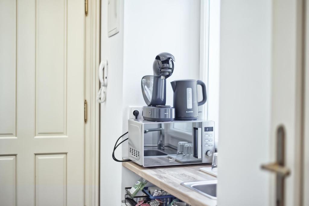 Kuchyň nebo kuchyňský kout v ubytování Apartmány VIENNA