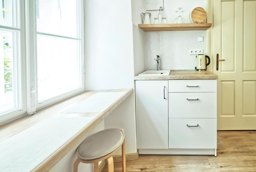 Kuchyň nebo kuchyňský kout v ubytování Apartmány VIENNA