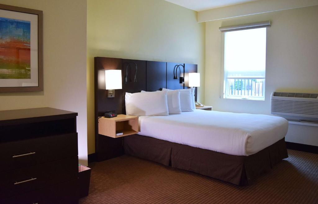 a hotel room with a large bed and a window at Best Western Seattle Airport Hotel in SeaTac