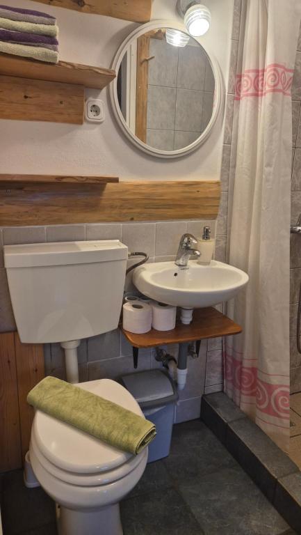 Koupelna v ubytování Apartments Čebelica