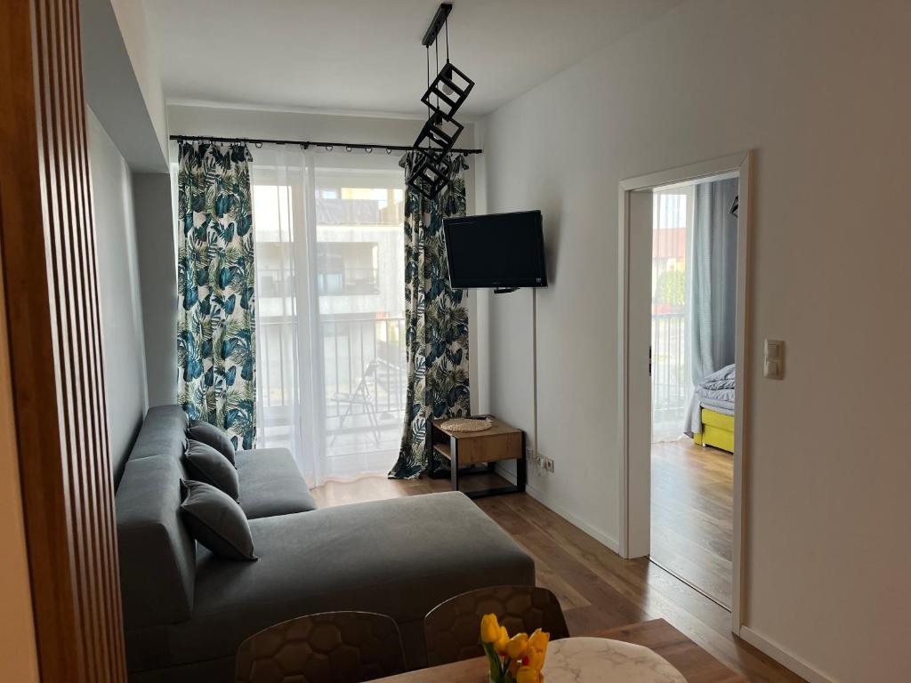 Televízia a/alebo spoločenská miestnosť v ubytovaní Apartament Marko