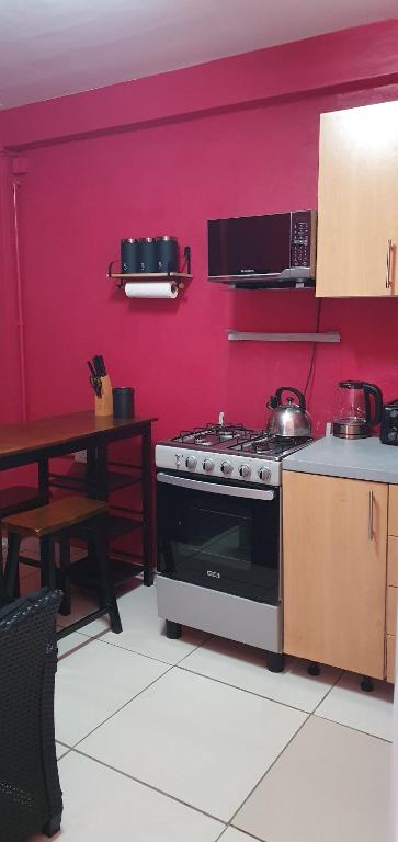 Kuchyň nebo kuchyňský kout v ubytování Comfortable modern studio villa