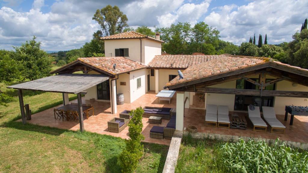an aerial view of a house with a patio at Maremma Design in Manciano