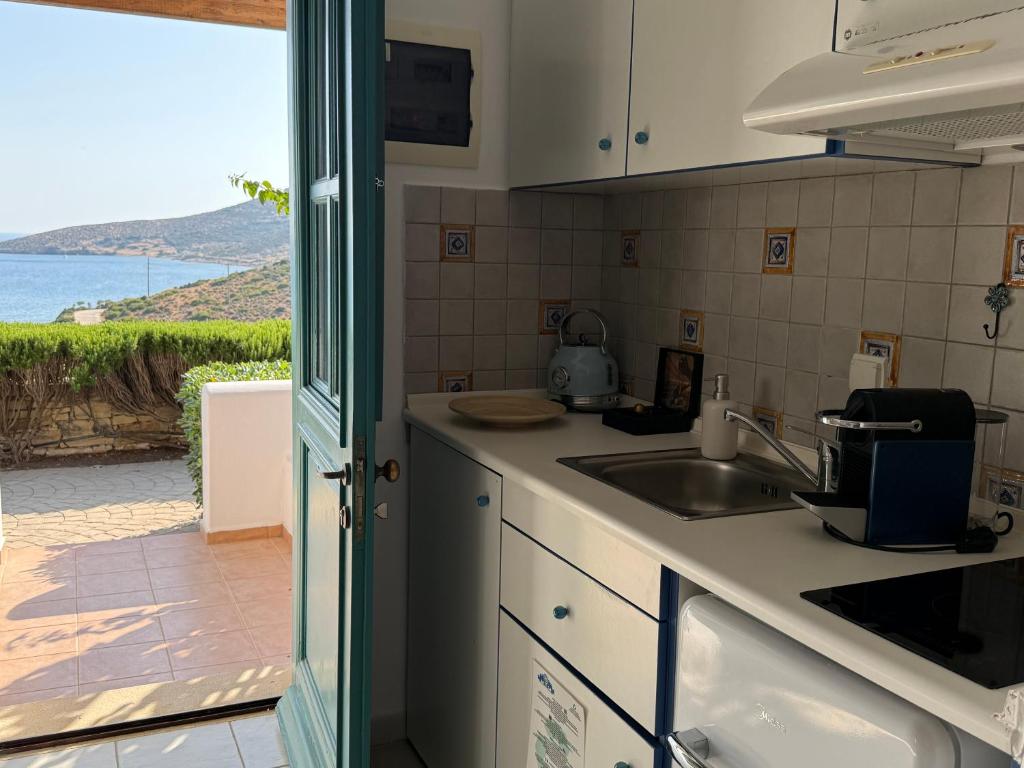 Kuchyň nebo kuchyňský kout v ubytování Lipsi Blue Hotel