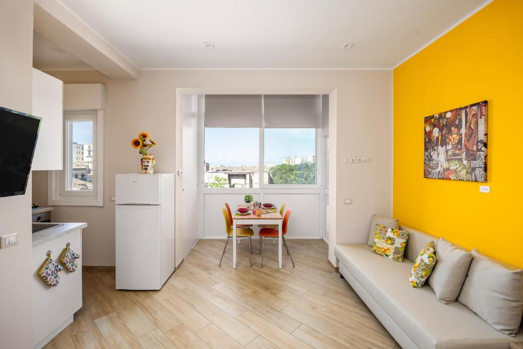 Kuchyň nebo kuchyňský kout v ubytování ARTrinacria Apartments - Qubba