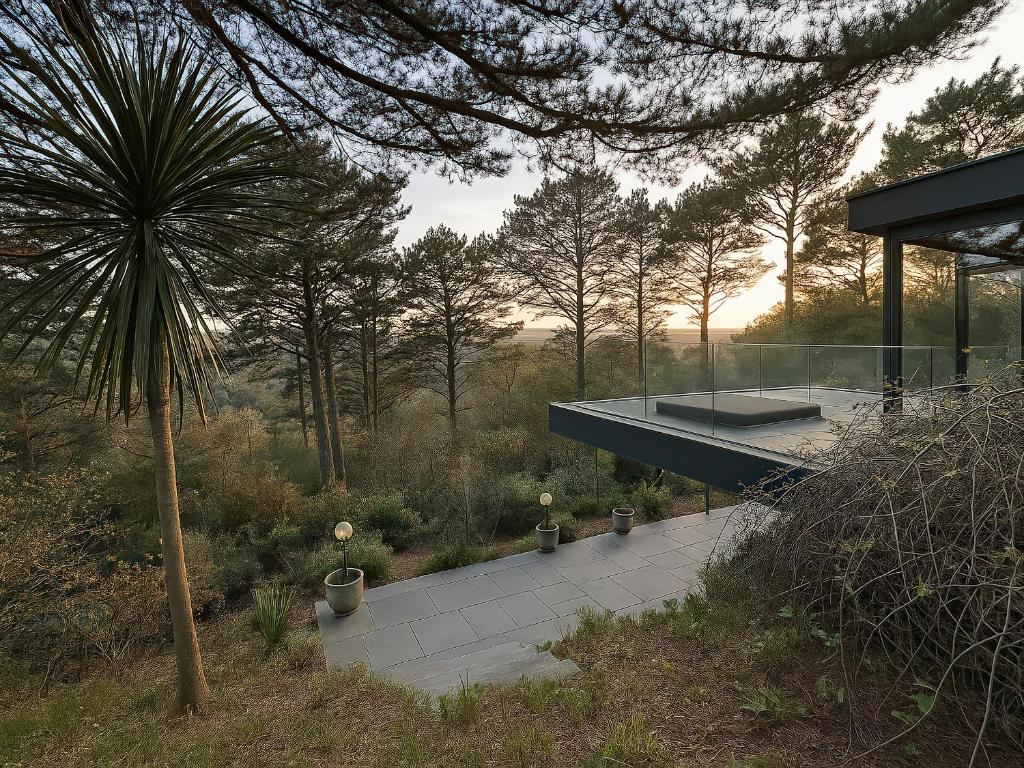 a house in the middle of a forest at Landmark in Salcombe
