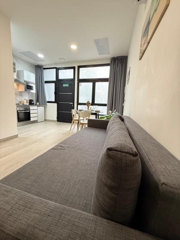 un salon avec un canapé et une cuisine dans l'établissement APARTAMENTOS CIUDAD DE LAS ARTES Y LAS CIENCIAS, à Valence