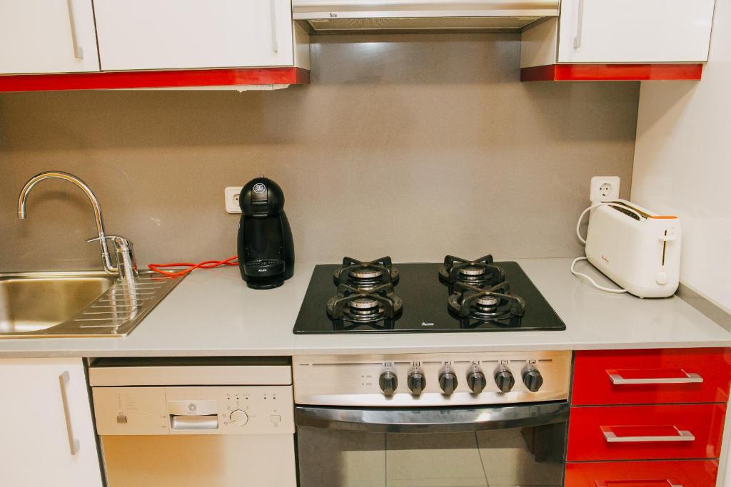 Kuchyň nebo kuchyňský kout v ubytování Apartamentos Navas