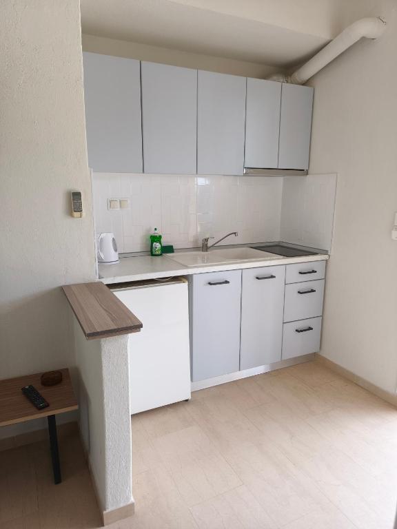 Kuchyň nebo kuchyňský kout v ubytování Kiparissis Apartments