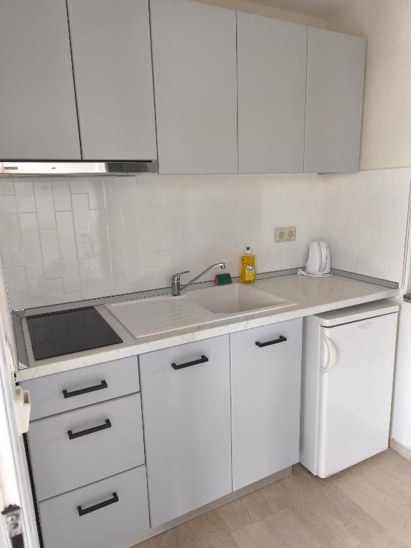 Kuchyň nebo kuchyňský kout v ubytování Kiparissis Apartments