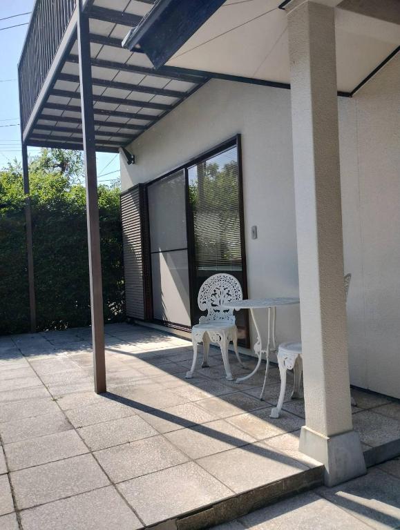 Patio nebo venkovní prostory v ubytování ゆふ山荘