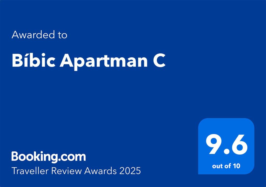 Certifikát, hodnocení, plakát nebo jiný dokument vystavený v ubytování Bíbic Apartman C