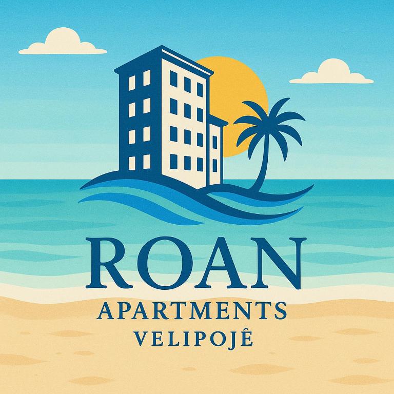 a logo for a resort on the beach with a building at Roan Apartments in Velipojë